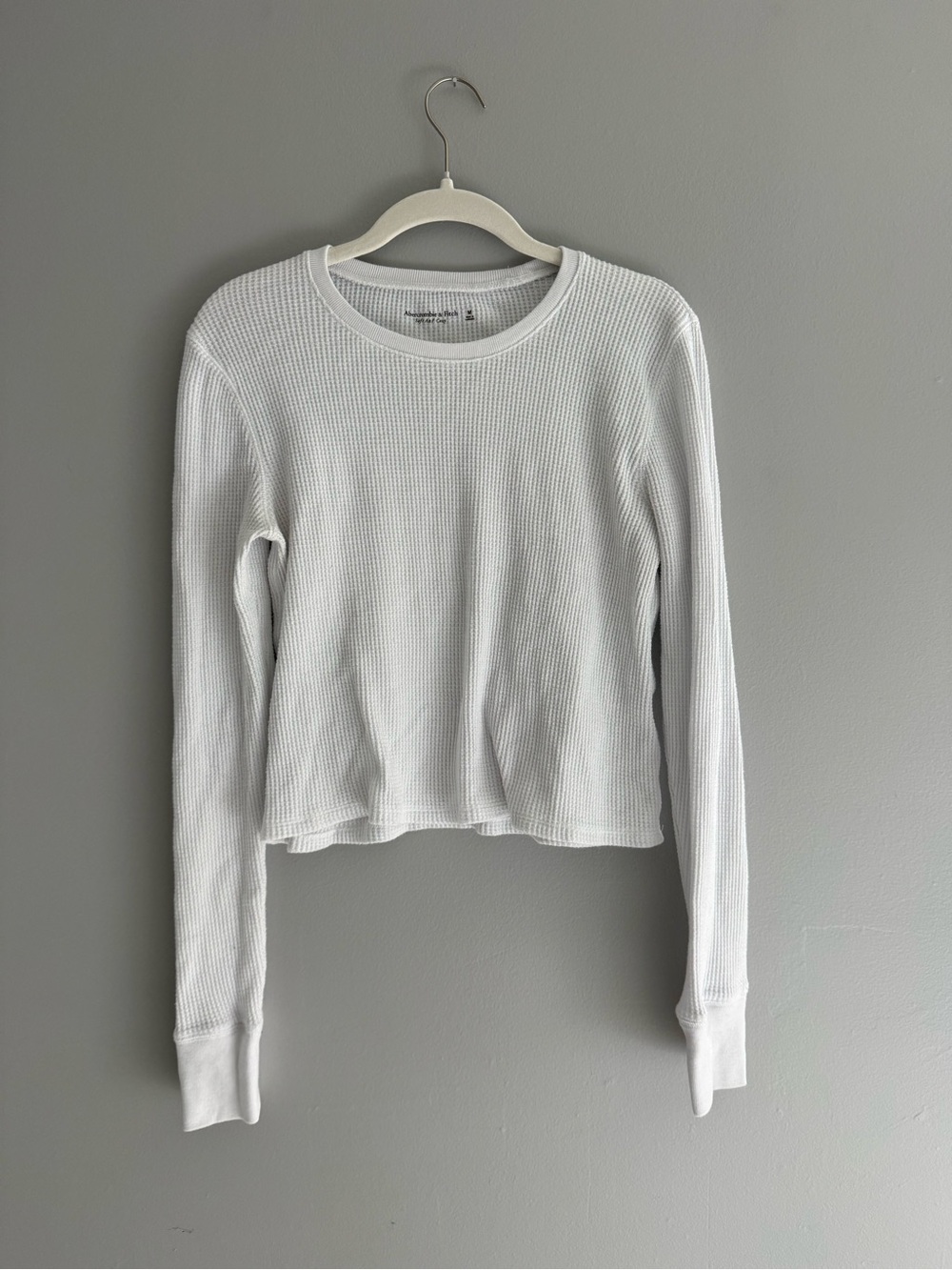 Abercrombie & Fitch Women's White Waffle Long-Sleeve Top